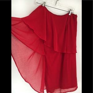 Red one shouldered party dress